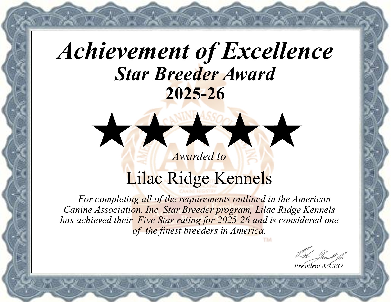 Lilac Ridge Kennels, dog, breeder, star, certificate, Lilac Ridge Kennels, Clinton, MO, Missouri, puppy, dog, kennels, mill, puppymill, usda, 5-star, aca, ica, registered, Shih Tzu